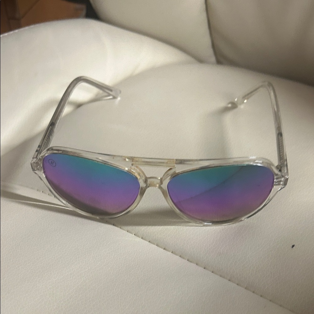 Clear Frame Sunglasses with Iridescent Lenses